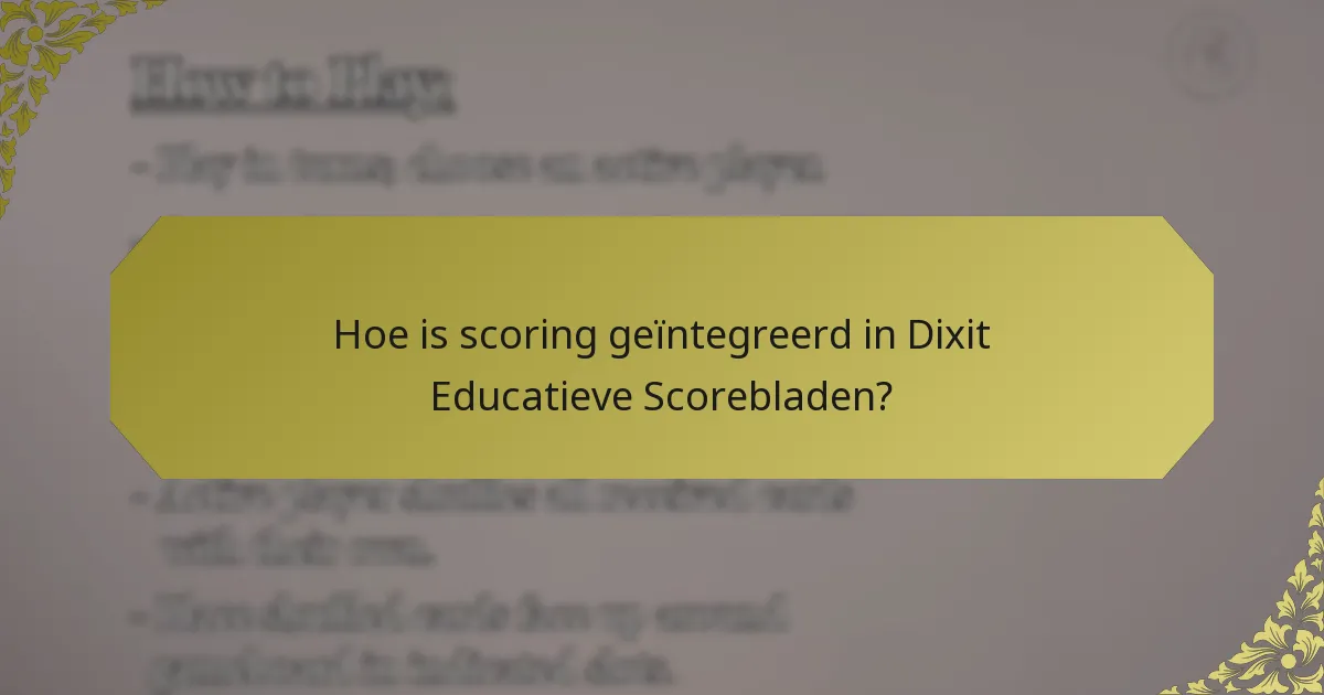 Hoe is scoring geïntegreerd in Dixit Educatieve Scorebladen?